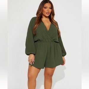 Fashion Nova Olive Green Romper